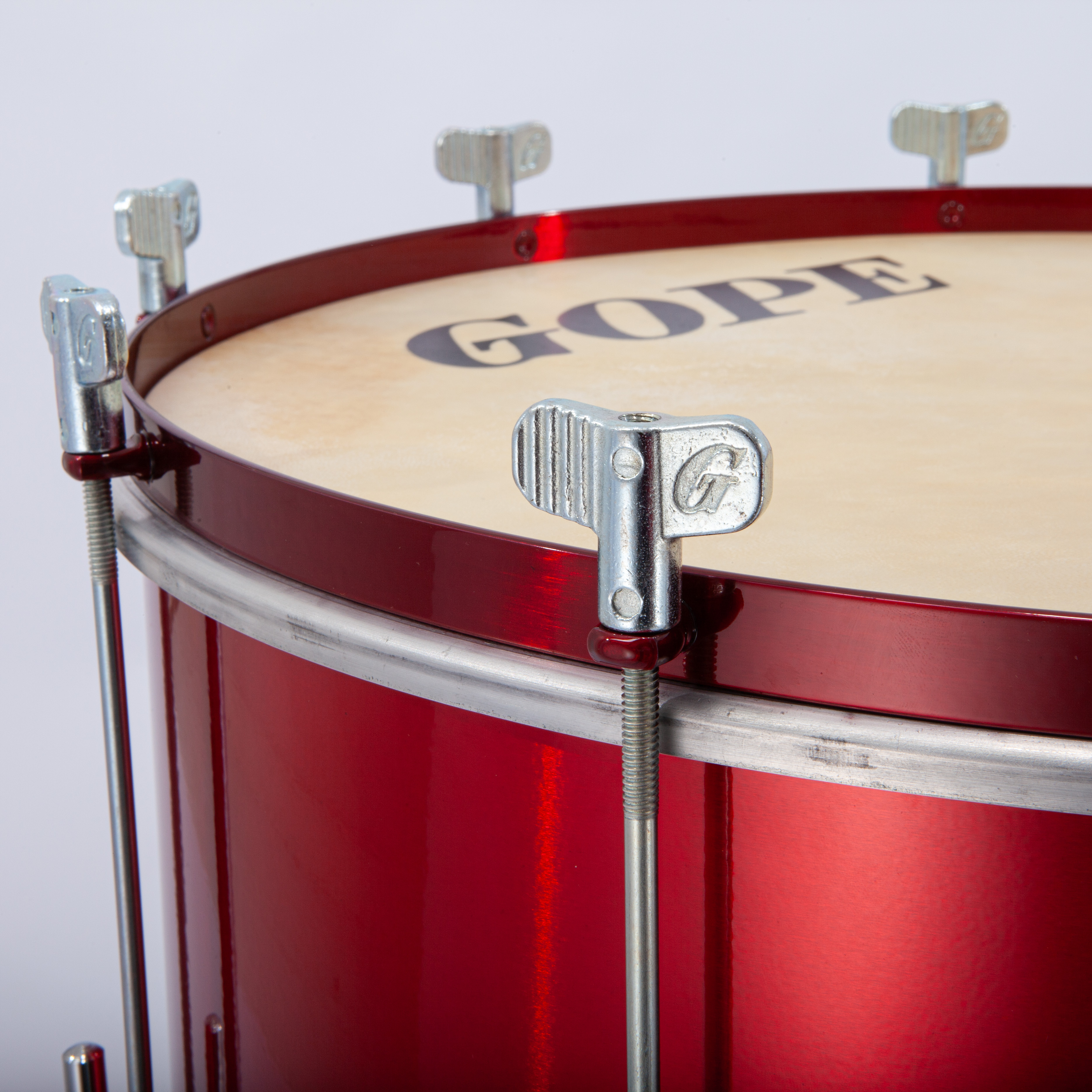 Surdo con legset 18''x60cm Pieles naturales rojo